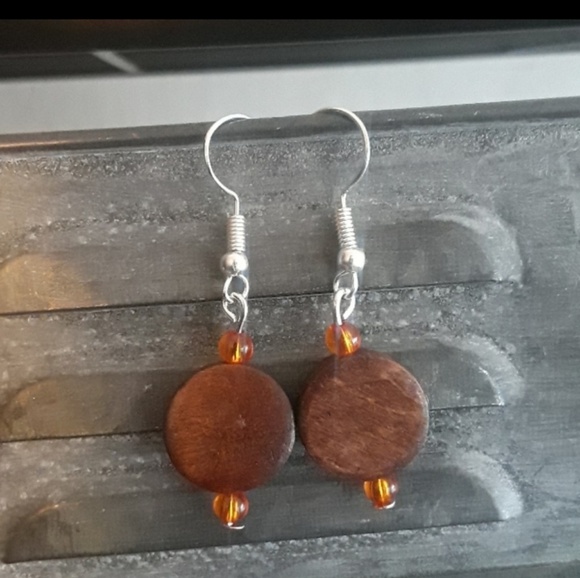 Wood earring set. silver - Picture 3 of 3